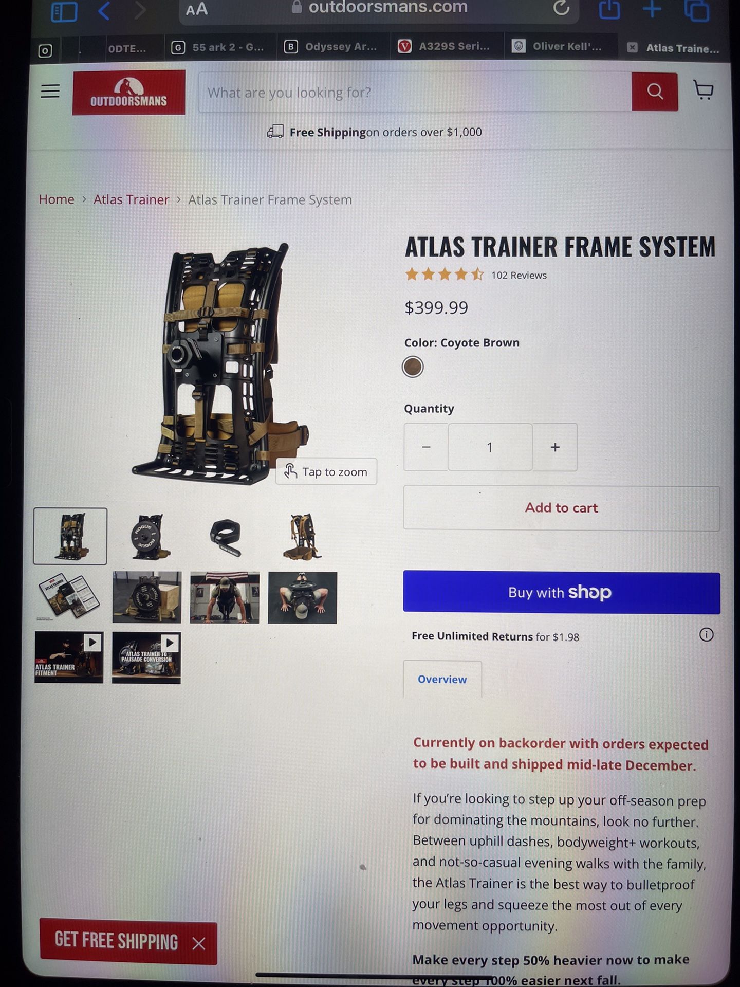 Outdoorsman’s Atlas Frame System Fitness Pack