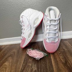 Reebok Question Mid Allen Iverson White Pink Toe Breast Cancer Size 13