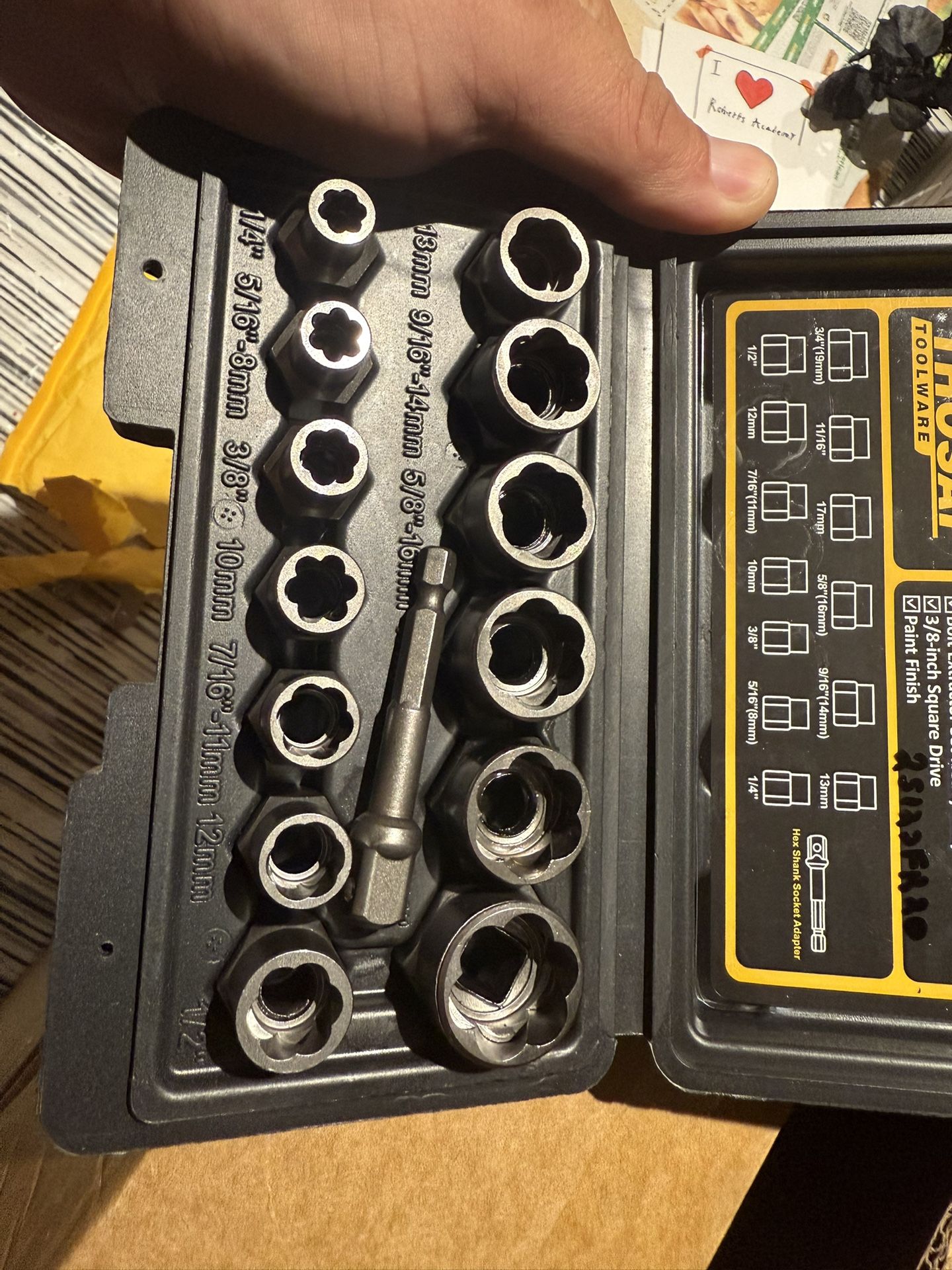 Impact Bolt & Nut Remover Set,14 Pieces Bolt Extractor Tool Set, 3/8" Drive Impact Bolt & Nut Remover Socket Tool Kit, Stripped For Damaged, Frozen, S