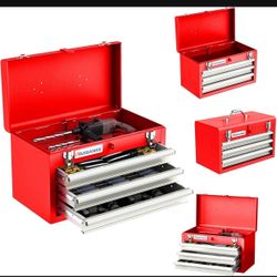 LARBANKE 3-Drawer Steel Tool Chest with Lock Secure and Lining: Portable Garage Storage with Handle