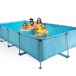 Naipo Swimming Pool Above Ground Outdoor 15ft Rectangle Frame Pool Type 178" x 87" Swimming Pool with Metal Frame for Backyard Use