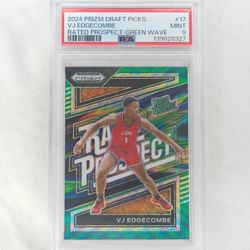 2024 VJ Edgecombe Panini Prizm Draft Picks Rated Prospect Green Wave PSA Mint 9