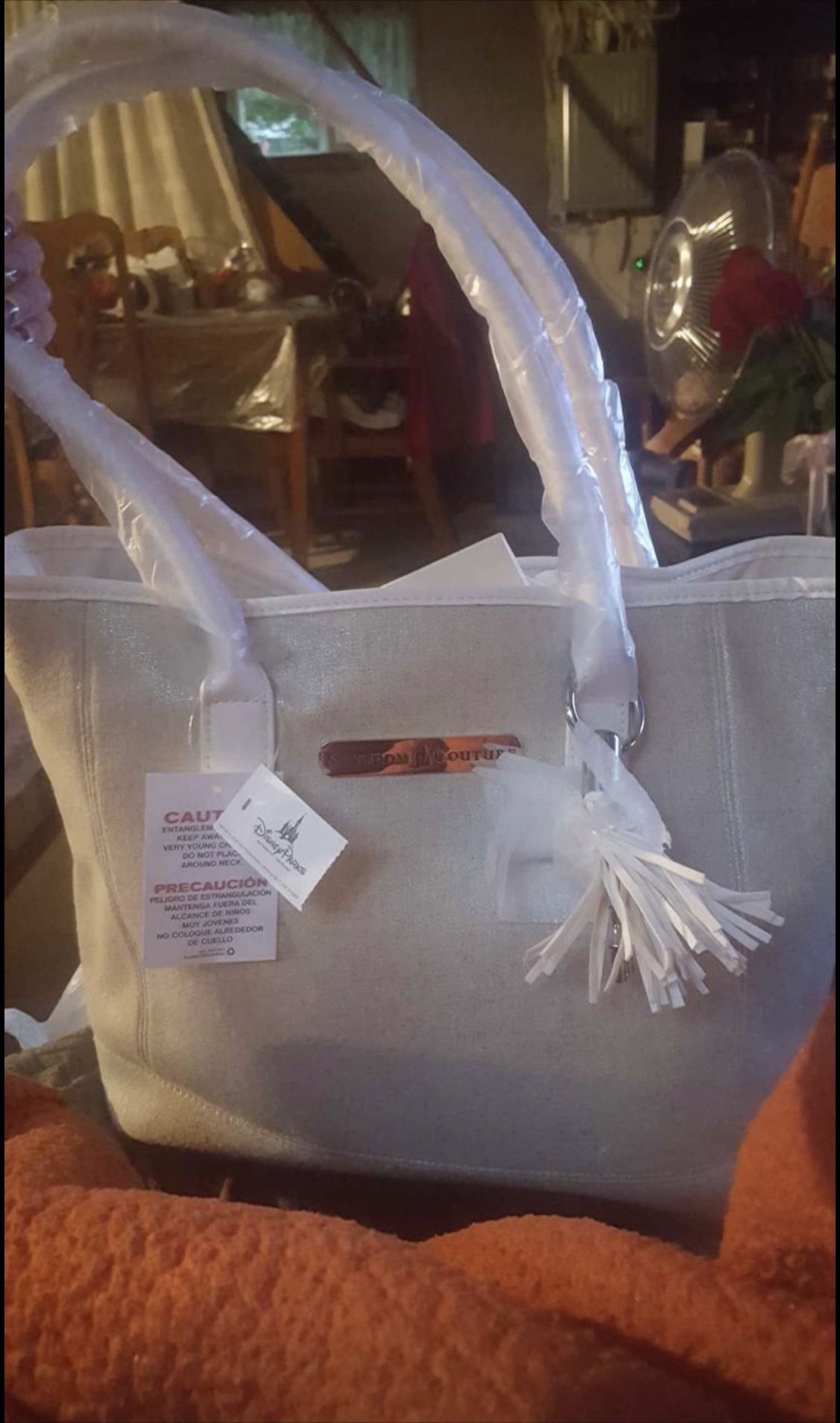 Disney couture Cream Colored Castle charm Tote Bag