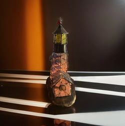 Vintage Tiffany-style lighthouse tealight candle holder