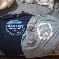 Two Blue Hurley Shirts