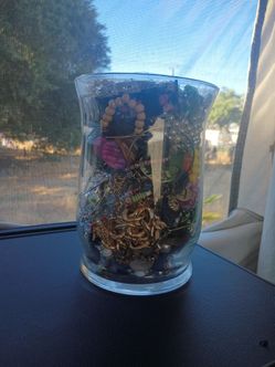 Large jewelry jar mod vintage all kinds of stuff