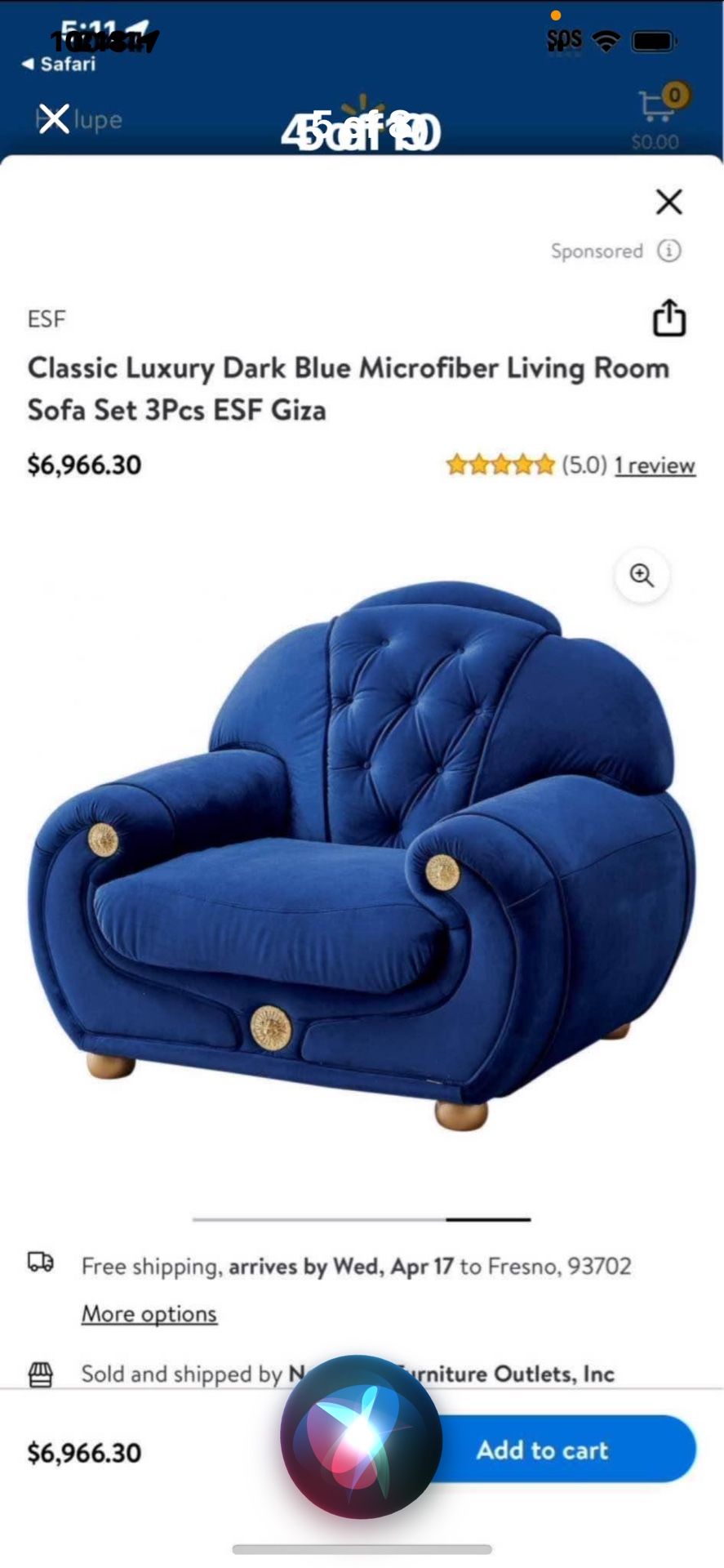 blue Giza livingroom complete setup $11500 6 pieces