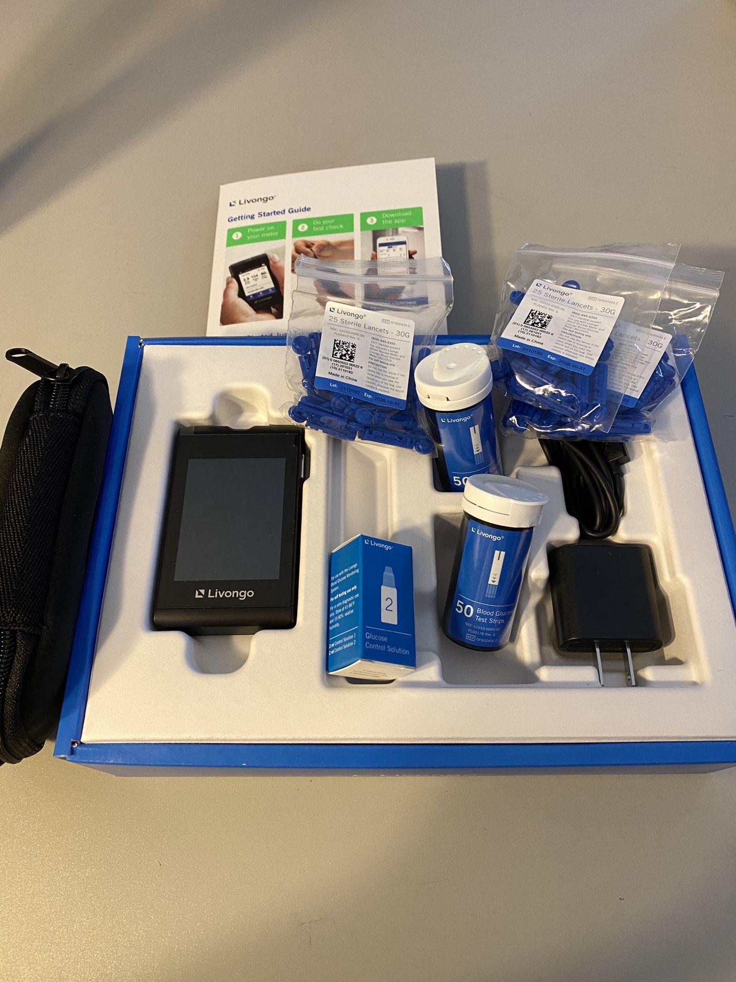 NEW! Livongo Diabetic Blood Glucose Meter, Test Strips, & Lancets