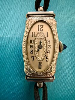 Vintage 1920s Bulova Ladies Art Deco Watch - Blue Cabochon Crown (As-Is)