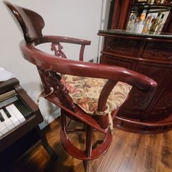 Rosewood Bar Set With 2 Stools -