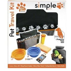 Pet Travel Kit Simple Pet 6 Piece Travel Essentials- Comes With Carry All Bag