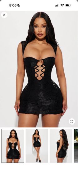 FASHION NOVA SMALL Liliana Lace Micro Mini Dress - Black