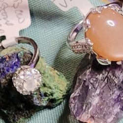 This Awesome Adjustable Ring Is MOONSTONE On Both Sides., Size Is 8 Up To 11. It's Really Cool, And Unique. Sterling