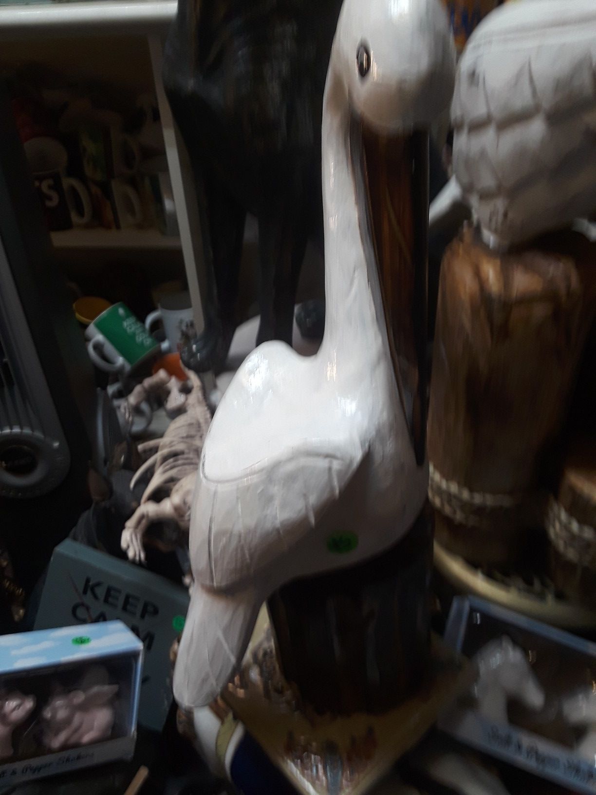 cool carved wooden pelican statue