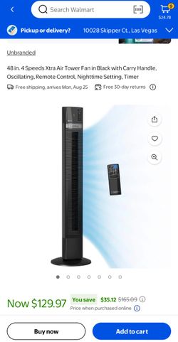 New Lasko Xtra Air 48 in. 4-Speed Tower Fan in Black with Digital Display, Auto Mode, Timer and Remote Control