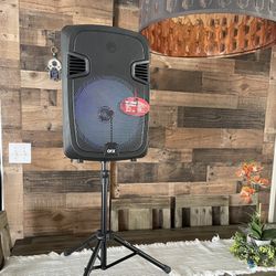 QFX 12” Bluetooth Portable Rechargeable Speaker  With Microphone, Speaker Stand &  LED Party Lights 🔊🎤🎶🎶🎶 