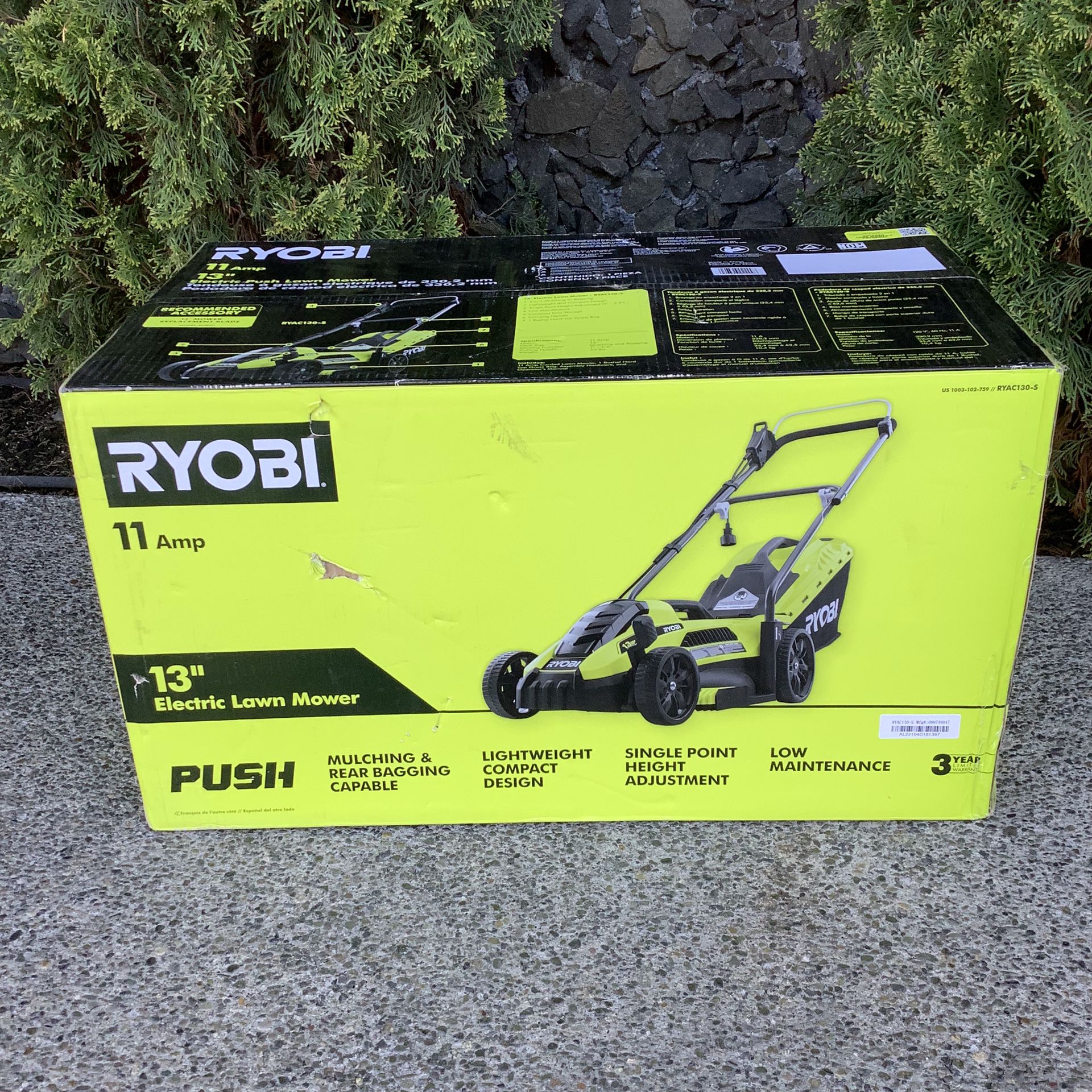 NEW Ryobi 13” Electric Lawn Mower 