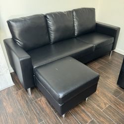 Black Couch With Ottoman 