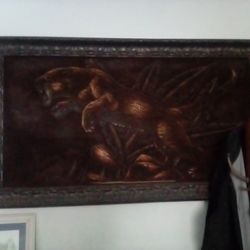 Panther Framed Art On Felt