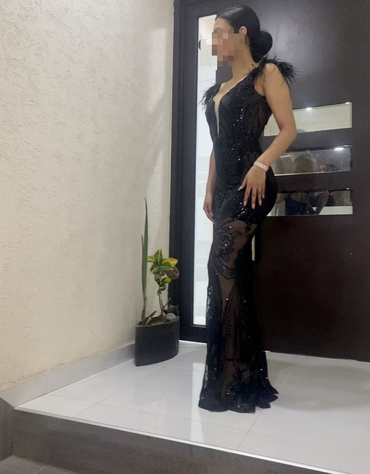 Black Sequin Long Dress