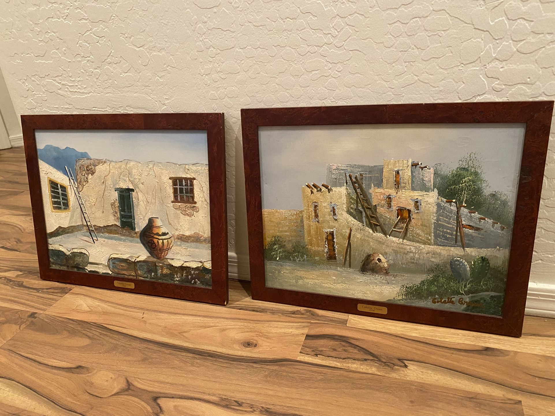 Colette Craan Artist Original And Signed Southwestern Adobe House Paintings- From Estate Sale