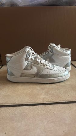 Nike Court Vision Mid 'White/Metallic Silver' New Size 10 Women’s