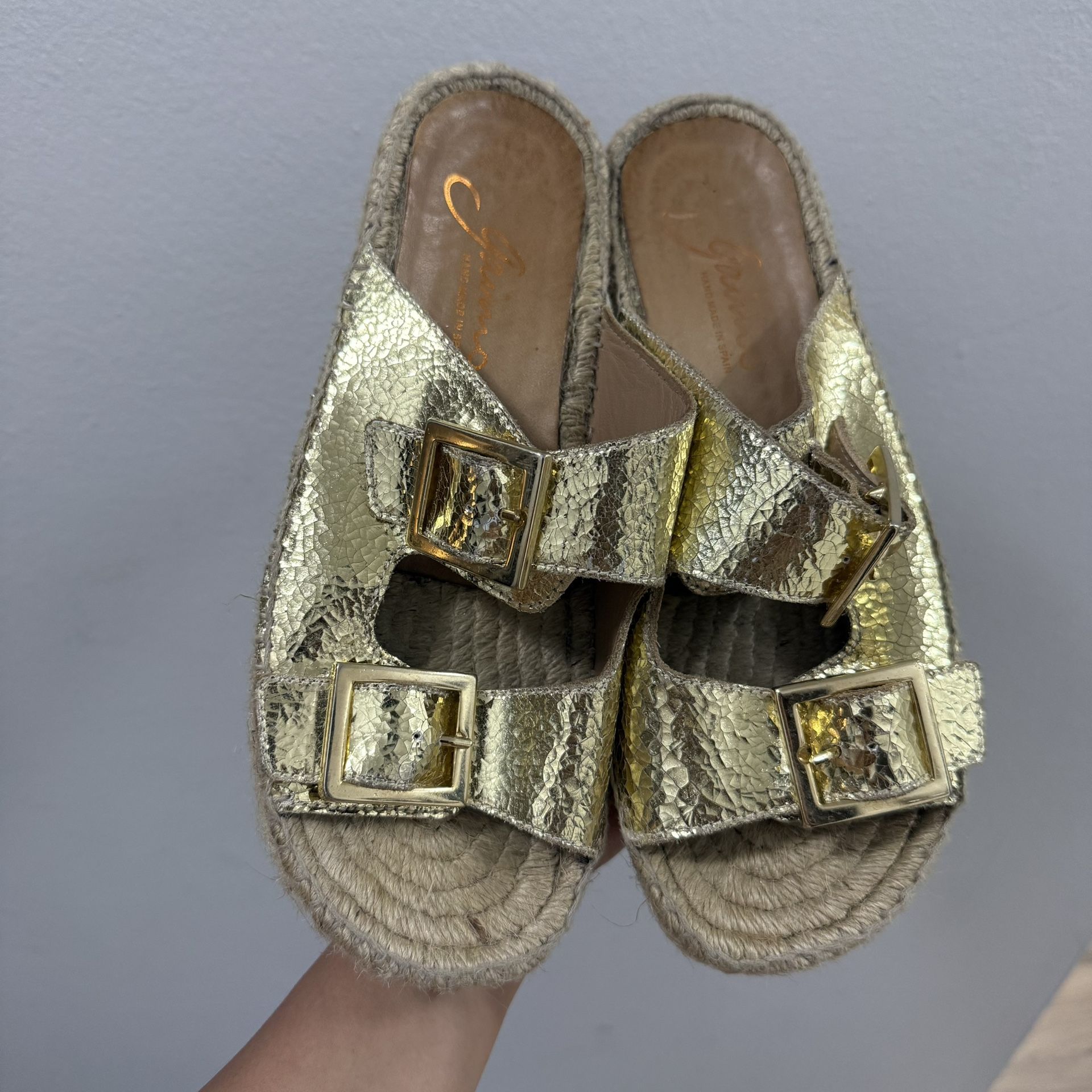 Gaimo made in Spain Metallic Platform Espadrille Size 39 or 8 US