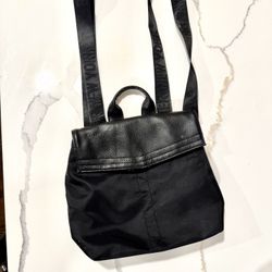 Botkier New York Black Nylon Leather Trim Backpack Purse Convertible Bag