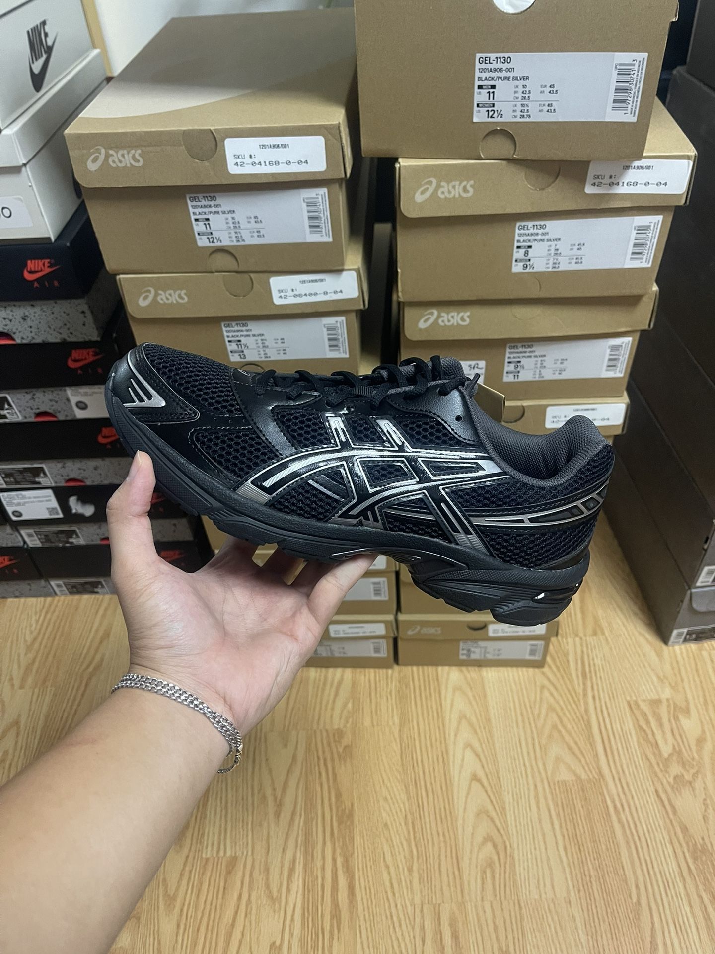 ASIC Gel 1130 Black Pure Silver (100% Authentic Guarantee)