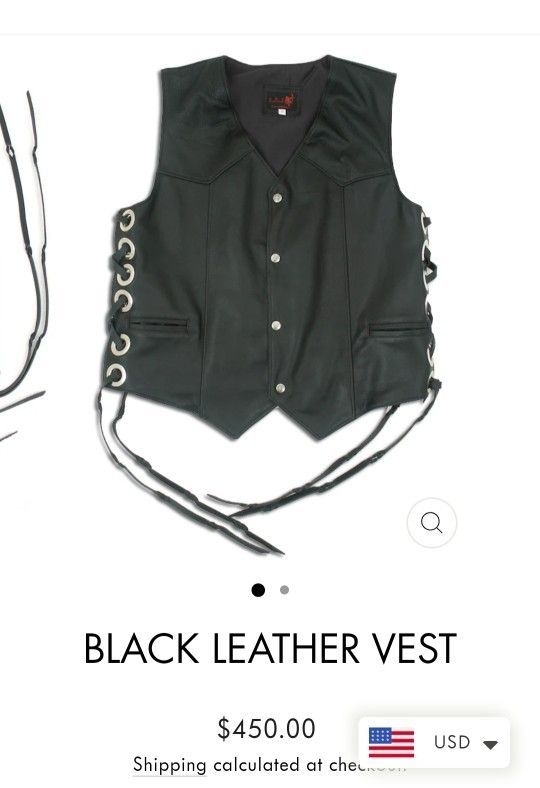 *NEW - NEVER WORN* Red Monkey Black Leather Vest Men's Size Small But Fits Like A Large - See measurements in Ad