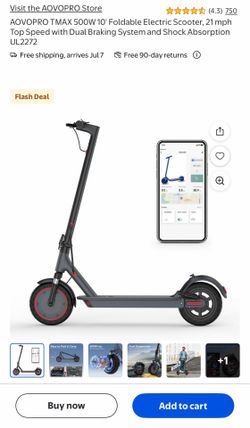 AOVOPRO TMAX 500W 10" Foldable Electric Scooter - 21mph Top Speed (Dark Grey)