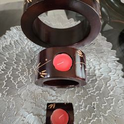 Wooden 3 Piece Candle Holder