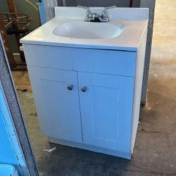 Free White Vanity With Faucet,  24 Inch.  