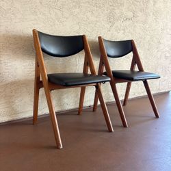 One Set of 2 Solid Wood Folding Office Lobby Commercial Waiting Room Chairs