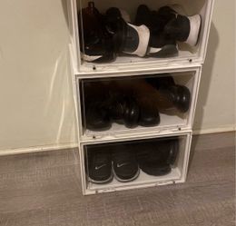 Stackable Plastic Shoe Storage Boxes Set