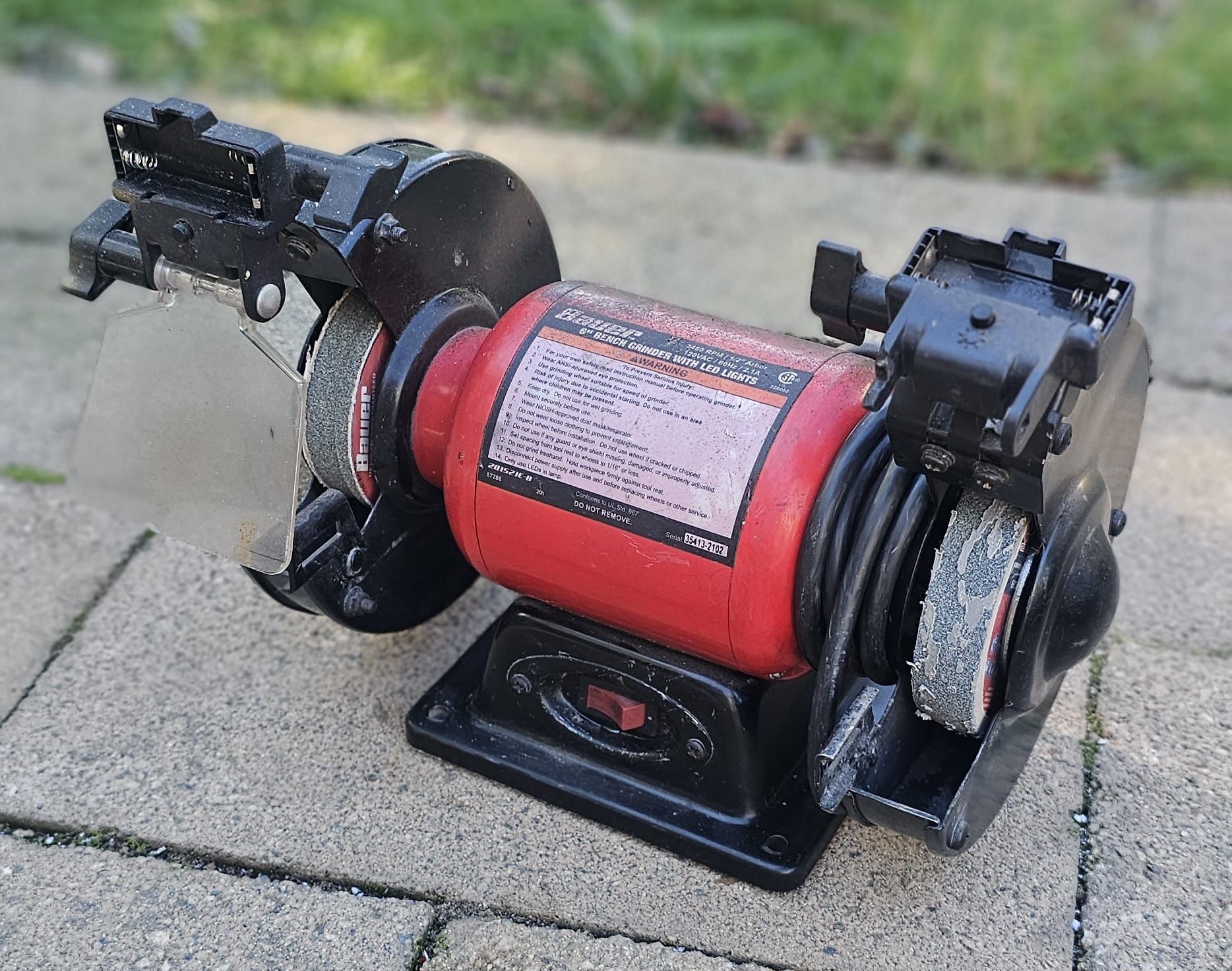 Bauer 6” Bench Grinder with LED Lights 3450 RPM 120V Tested Works