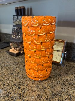Halloween Pumpkin Candle Vase Holder with Light