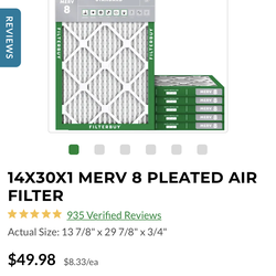 Air FilterBuy Merv 8 14x30x1