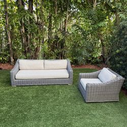 Restoration Hardware 2-piece Provence Outdoor Lounge Set. Couch,swivel chair. RH Patio Sofa