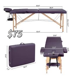 😀 Yaheetech 84x24in Portable Massage Table, Folding Salon Lash Bed, Lavender Beechwood legs, foam padding give sturdy, comfy support; height adjusts,