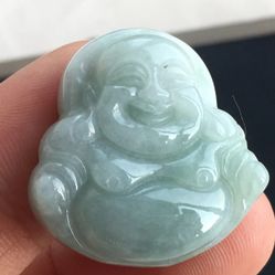 Certified natural A grade Jadeite carving smile Buddha jade Amulet pendant