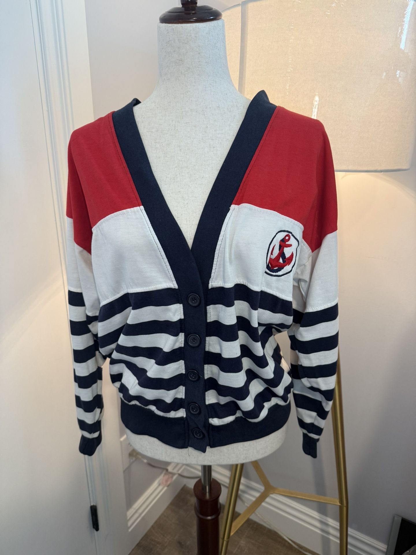 SFO San Francisco Originals Nautical Striped Cardigan – Anchor Patch