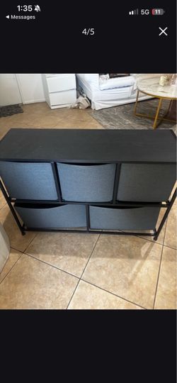 Black Metal Storage Organizer with Fabric 5 Bins