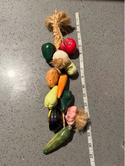 Handcrafted Ceramic Vegetable Garland Colorful Kitchen Décor hanging jute rope wall