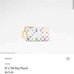 Authentic New Louis Vuitton White Multicolore Pochette Cle Key Coin Pouch Case