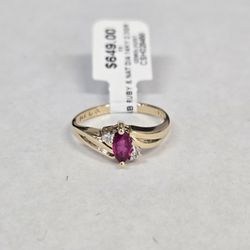 14kt Gold Lab Ruby & Diamond Ring