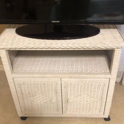 White Wicker TV Stand $20