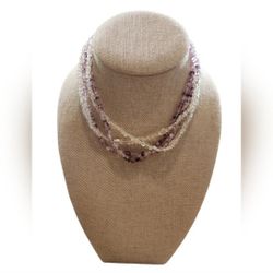 Purple Clear Beaded Necklace 18"