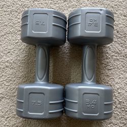 7.5 Lb Each Dumbbells. 