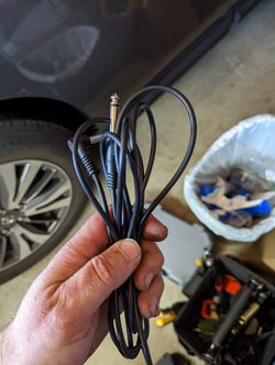 Guitar Cable 6 Foot One Side 90 Degree Male 1/4 Inch Other Straight 1/4 Inch Male TR Unbalanced Instrument Cable